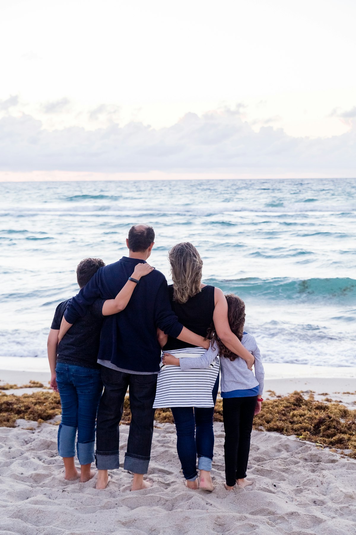 Family inside a safe home